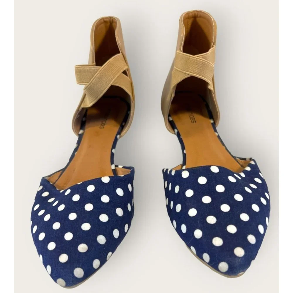 Maurices Penny Women Size 7  Navy Polka Dot Ballet Flat - Picture 4 of 12